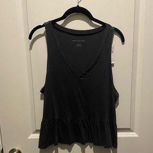 American Eagle Peplum Style Tank Top Gray Size L NWT